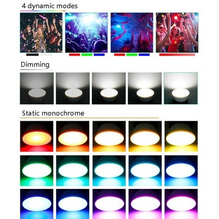 Energy-Saving LED Discoloration Light Bulb Home 15 Colors Dimming Background Decoration Light, Style: Milky White Cove E14(RGB White)-garmade.com