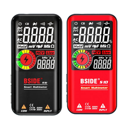 BSIDE Digital Multimeter 9999 Counts LCD Color Display DC AC Voltage Capacitance Diode Meter, Specification: S11 Recharge Version (Black)-garmade.com
