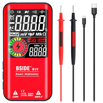 BSIDE Digital Multimeter 9999 Counts LCD Color Display DC AC Voltage Capacitance Diode Meter, Specification: S11 Recharge Version (Red)-garmade.com