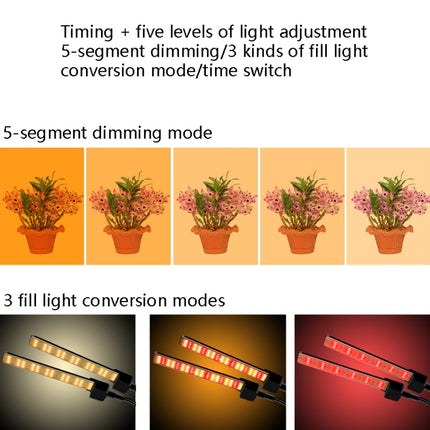 LED Clip Plant Light Timeline Remote Control Full Spectral Fill Light Vegetable Greenhouse Hydroponic Planting Dimming Light, Specification: Three Head EU Plug-garmade.com
