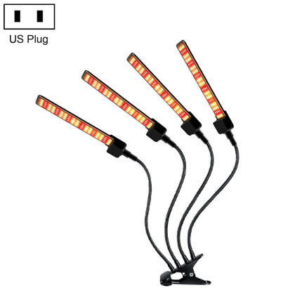 LED Clip Plant Light Timeline Remote Control Full Spectral Fill Light Vegetable Greenhouse Hydroponic Planting Dimming Light, Specification: Four Head US Plug-garmade.com