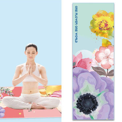 Home Yoga Towel Printing Portable Non-Slip Yoga Blanket, Colour: Flower Small + Silicone-garmade.com