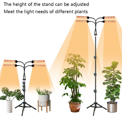LED Growth Lamp Full-Spectrum Floor Tripod Plant Lamp Indoor Breeding Folding Filling Light, Specification: Three Head EU Plug-garmade.com