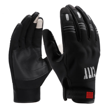 BSDDP A0112 Motorcycle Plush Cold-proof Touch Screen Riding Gloves Windproof Waterproof Outdoor Sports Gloves, Size: XXL(Black)-garmade.com
