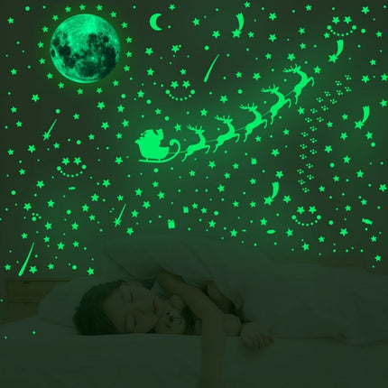 2 Packs AFG3367 Moon + 407 PCS Dot + 103 PCS Star + Two Christmas PE Film Luminous Stickers, Specification: Green-garmade.com