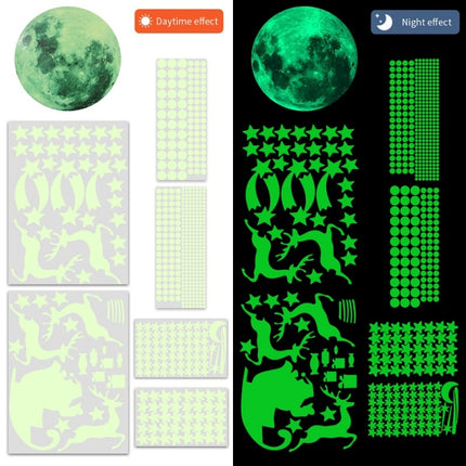 2 Packs AFG3367 Moon + 407 PCS Dot + 103 PCS Star + Two Christmas PE Film Luminous Stickers, Specification: Green-garmade.com