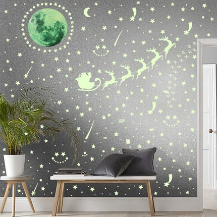 2 Packs AFG3367 Moon + 407 PCS Dot + 103 PCS Star + Two Christmas PE Film Luminous Stickers, Specification: Green-garmade.com