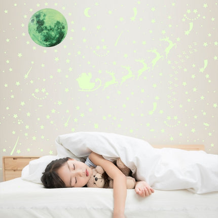 2 Packs AFG3367 Moon + 407 PCS Dot + 103 PCS Star + Two Christmas PE Film Luminous Stickers, Specification: Green-garmade.com