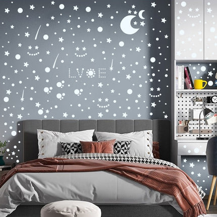 3 Packs Luminous Home Decoration Combination Wall Sticker, Specification: 252PCS Round Point + Moon-garmade.com