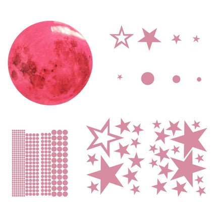 2 Packs AFG3303 Home Decoration Luminous Stars Moon PVC Stickers, Specification: 435PCS+30cm Moon (Pink)-garmade.com