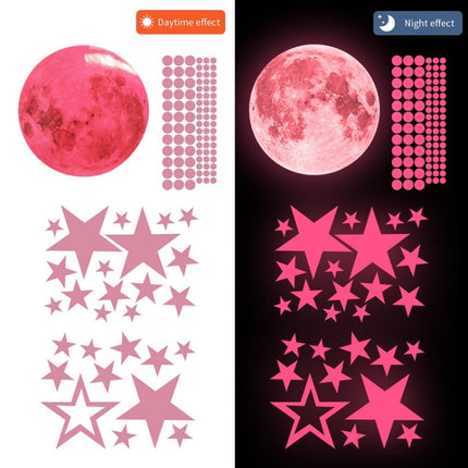 2 Packs AFG3303 Home Decoration Luminous Stars Moon PVC Stickers, Specification: 435PCS+30cm Moon (Pink)-garmade.com