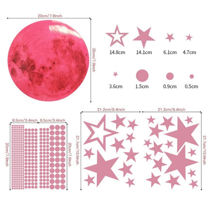 2 Packs AFG3303 Home Decoration Luminous Stars Moon PVC Stickers, Specification: 435PCS+20cm Moon (Pink)-garmade.com