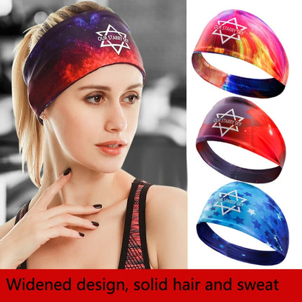 2 PCS Sports Fitness Antiperspirant Headband Sweat-Absorbent Headband Sweatband(Blue Star)-garmade.com