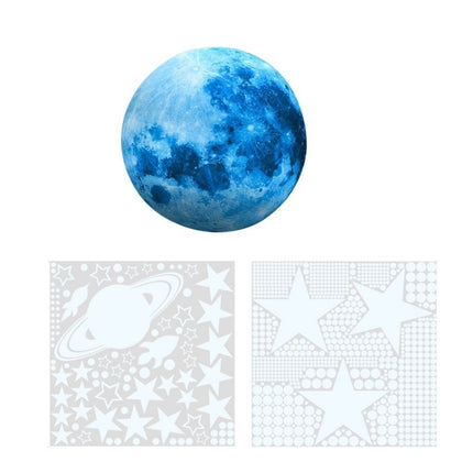 2 Packs AFG3387 Moon Star Spaceship Luminous Wall Sticker, Specification: 1788PCS Blue-garmade.com