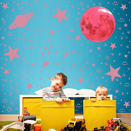 2 Packs AFG3387 Moon Star Spaceship Luminous Wall Sticker, Specification: 1788PCS Blue-garmade.com