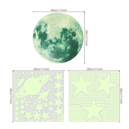 2 Packs AFG3387 Moon Star Spaceship Luminous Wall Sticker, Specification: 1788PCS Green-garmade.com