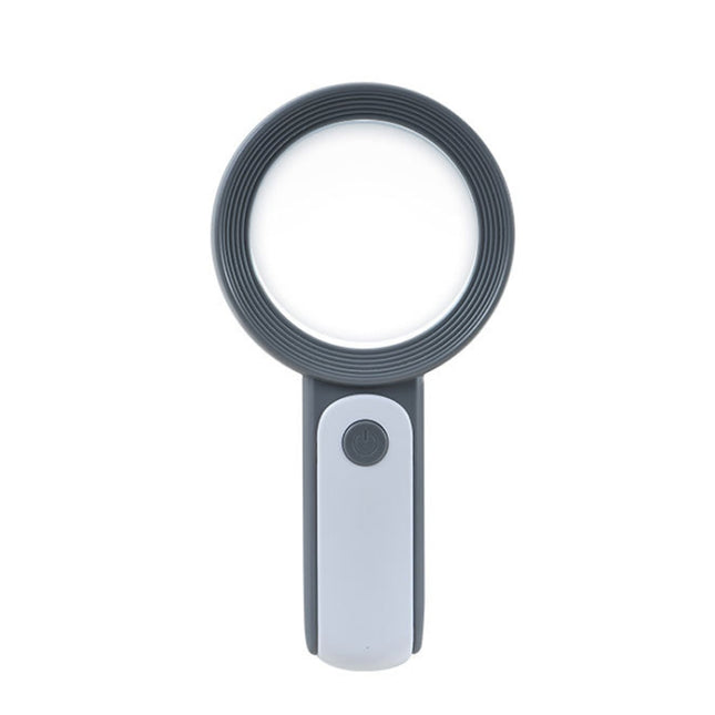 30 Times 18 LED Cool Warm Light HD Elderly Reading Repair Glass Magnifier(Gray White)-garmade.com