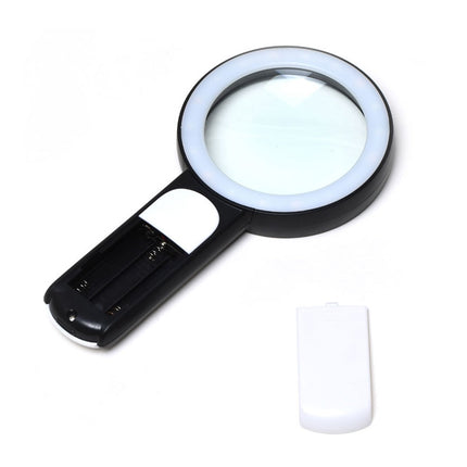30 Times 18 LED Cool Warm Light HD Elderly Reading Repair Glass Magnifier(Black White)-garmade.com