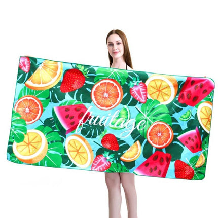 Sports Fitness Swimming Bath Towel Printed Double-Sided Velvet Absorbent Quick-Drying Beach Towel, Size: 156 x 81cm (Quick Dry Fruit )-garmade.com