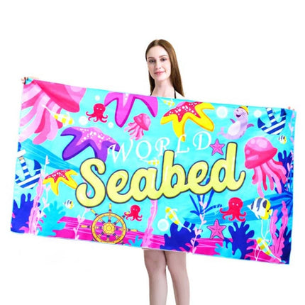 Sports Fitness Swimming Bath Towel Printed Double-Sided Velvet Absorbent Quick-Drying Beach Towel, Size: 156x81cm (Quick Dry Underwater World)-garmade.com