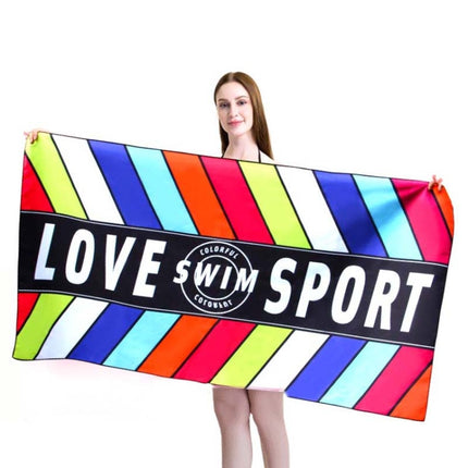 Sports Fitness Swimming Bath Towel Printed Double-Sided Velvet Absorbent Quick-Drying Beach Towel, Size: 156x81cm (Quick Dry Colorful Stripes)-garmade.com