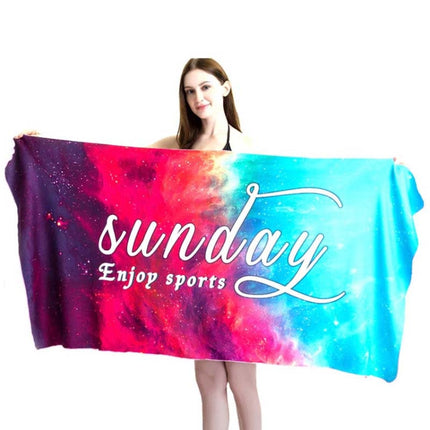 Sports Fitness Swimming Bath Towel Printed Double-Sided Velvet Absorbent Quick-Drying Beach Towel, Size: 155x80cm (Soft Sky)-garmade.com