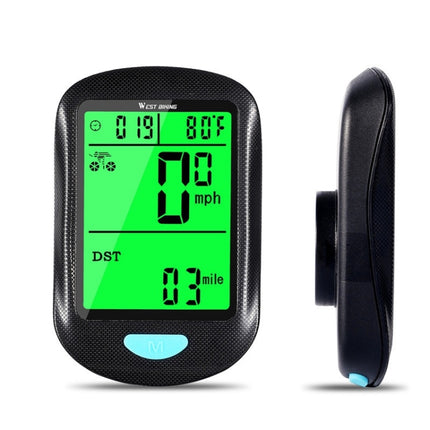WEST BIKING Mountain Road Bike Wireless Code Meter Multi-Function Interface Riding Speedometer(Black)-garmade.com