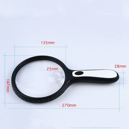 XT-4986E Handheld With Light Magnifier 10 Times Acrylic Lens Portable Magnifying Glass-garmade.com