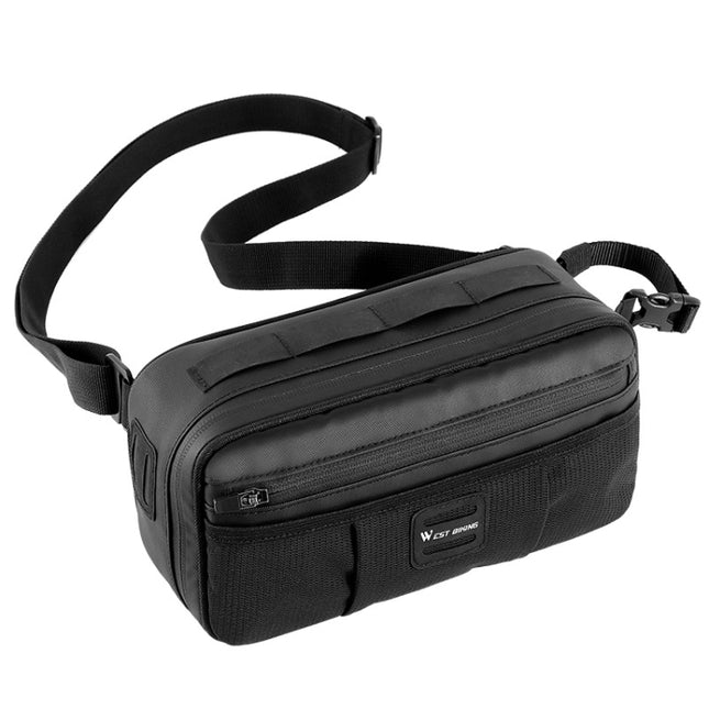 WEST BIKING 3L Bicycle Front Beam/Saddle Tail Bag Riding Diagonal Belt Bag(Black)-garmade.com