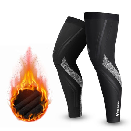 WEST BIKING Autumn & Winter Cycling Warmth Velvet Cold-Proof Leg Cover Outdoor Sports Equipment, Size： L-garmade.com