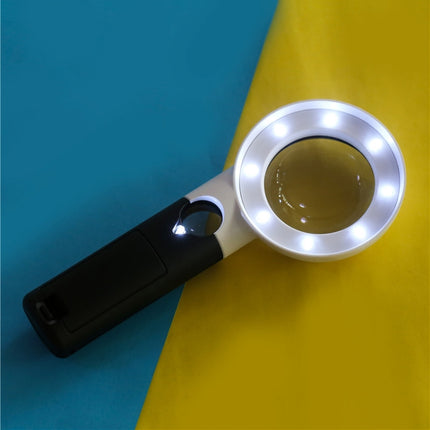 CH55-8L Hand-Held With LED Lamp Magnifier Double Lens 7 Times / 20 Times Portable Magnifying Glass-garmade.com