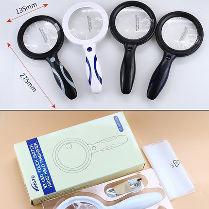 XINGT 8011-33L USB Charging With 33 LED Ring Light Magnifying Glass(Color Random Delivery)-garmade.com
