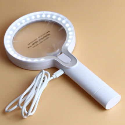 XT-8013 With 29 LED Lights 3 Gelling Touch Switch Magnifier 2 Times / 13 Times Hand-Held Magnifying Glass(White+Dark Blue)-garmade.com