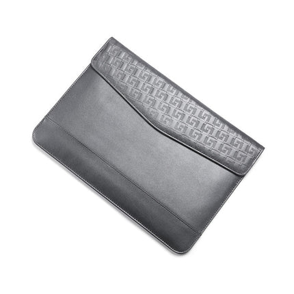 Horizontal Embossed Notebook Liner Bag Ultra-Thin Magnetic Holster, Applicable Model: 13-14 inch(Gray)-garmade.com