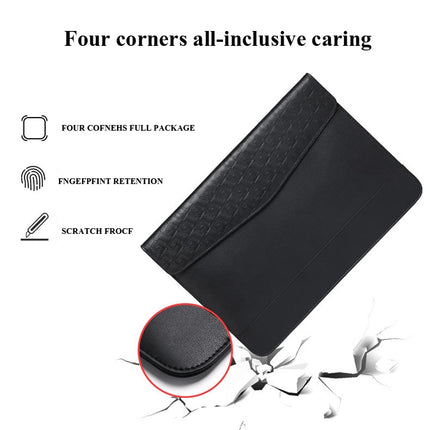 Horizontal Embossed Notebook Liner Bag Ultra-Thin Magnetic Holster, Applicable Model: 13-14 inch(Dark Blue)-garmade.com