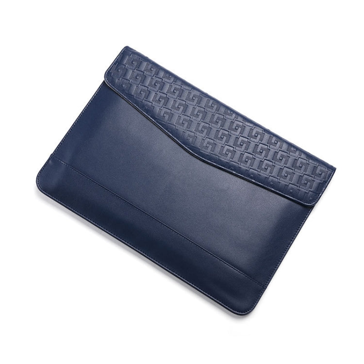 Horizontal Embossed Notebook Liner Bag Ultra-Thin Magnetic Holster, Applicable Model: 14-15 inch(Dark Blue)-garmade.com