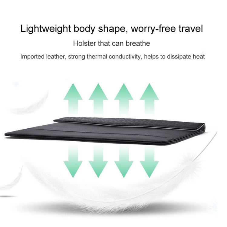 Horizontal Embossed Notebook Liner Bag Ultra-Thin Magnetic Holster, Applicable Model: 14-15 inch(Dark Blue)-garmade.com