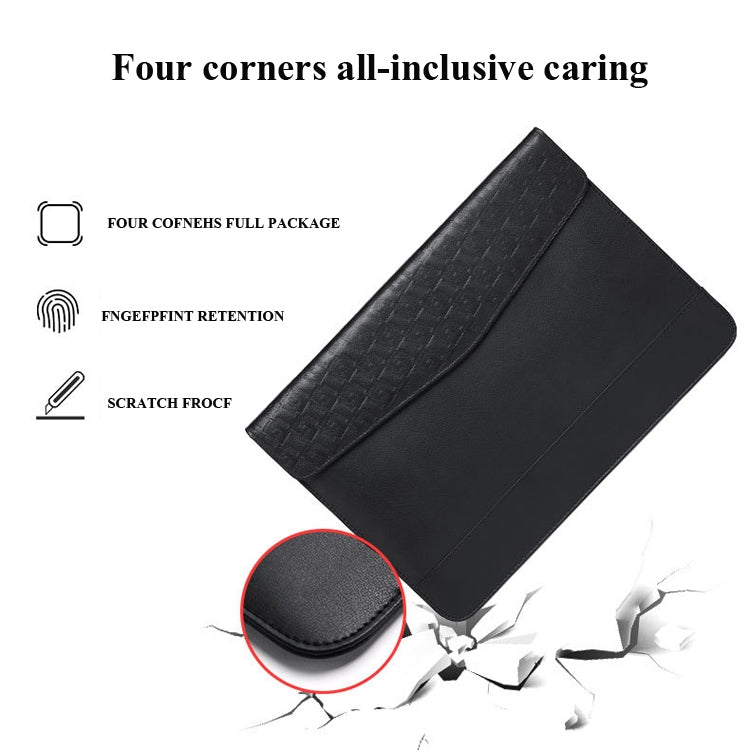 Horizontal Embossed Notebook Liner Bag Ultra-Thin Magnetic Holster, Applicable Model: 14-15 inch(Dark Blue)-garmade.com
