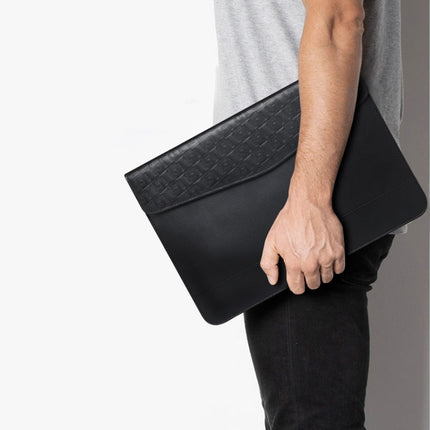Horizontal Embossed Notebook Liner Bag Ultra-Thin Magnetic Holster, Applicable Model: 14-15 inch(Dark Blue)-garmade.com