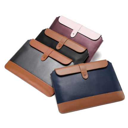 Horizontal Microfiber Color Matching Notebook Liner Bag, Style: Liner Bag+Power Bag(Blue + Brown), Applicable Model: 11 -12 Inch-garmade.com