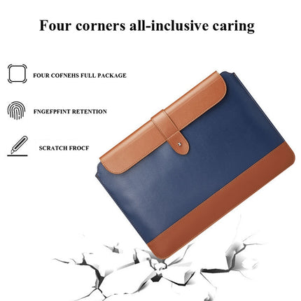Horizontal Microfiber Color Matching Notebook Liner Bag, Style: Liner Bag+Power Bag(Blue + Brown), Applicable Model: 13 -14 Inch-garmade.com