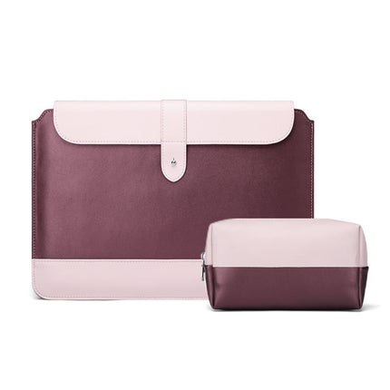 Horizontal Microfiber Color Matching Notebook Liner Bag, Style: Liner Bag+Power Bag (Wine Red), Applicable Model: 11 -12 Inch-garmade.com