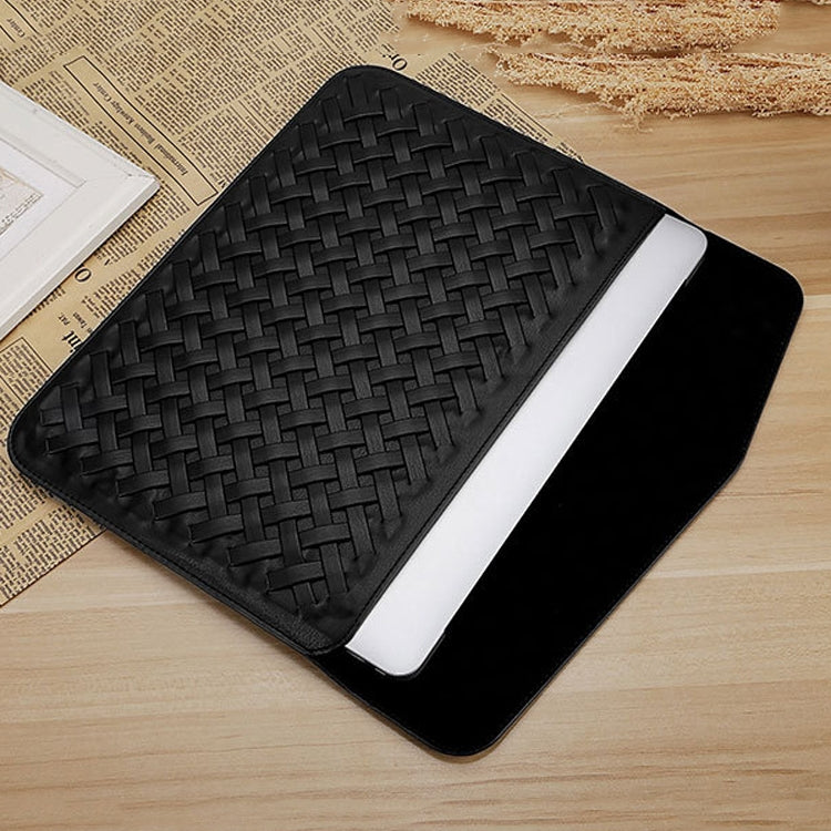 Hand-Woven Computer Bag Notebook Liner Bag, Applicable Model: 15 inch (A1707 / 1990/1398/2141)(Black)-garmade.com