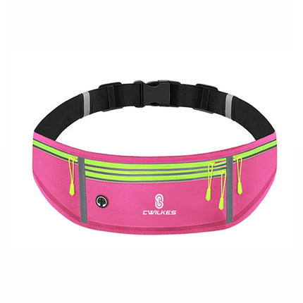 CWILKES MF-008 Outdoor Sports Fitness Waterproof Waist Bag Phone Pocket, Style: Four Pockets(Rose Red)-garmade.com