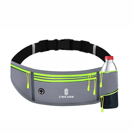 CWILKES MF-008 Outdoor Sports Fitness Waterproof Waist Bag Phone Pocket, Style: With Water Bottle Bag(Gray)-garmade.com