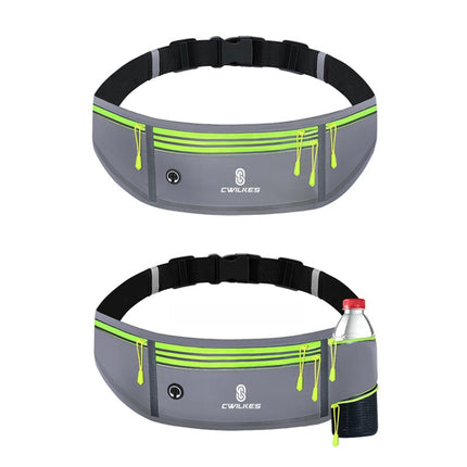 CWILKES MF-008 Outdoor Sports Fitness Waterproof Waist Bag Phone Pocket, Style: With Water Bottle Bag(Gray)-garmade.com