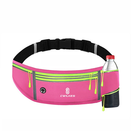 CWILKES MF-008 Outdoor Sports Fitness Waterproof Waist Bag Phone Pocket, Style: With Water Bottle Bag(Rose Red)-garmade.com
