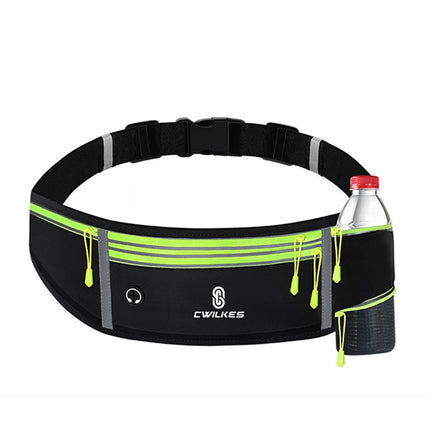 CWILKES MF-008 Outdoor Sports Fitness Waterproof Waist Bag Phone Pocket, Style: With Water Bottle Bag(Black Green)-garmade.com