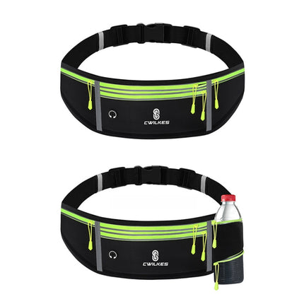 CWILKES MF-008 Outdoor Sports Fitness Waterproof Waist Bag Phone Pocket, Style: With Water Bottle Bag(Black Green)-garmade.com