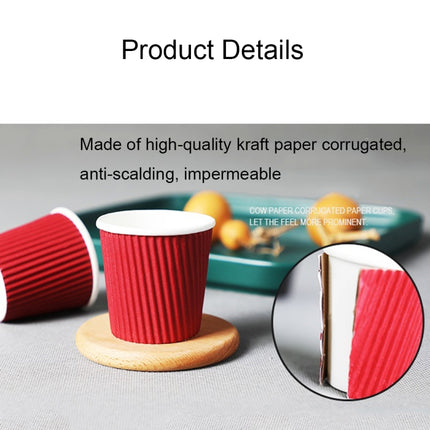 100 PCS 4oz Red Thickened kraft Paper Corrugated Coffee Cup-garmade.com